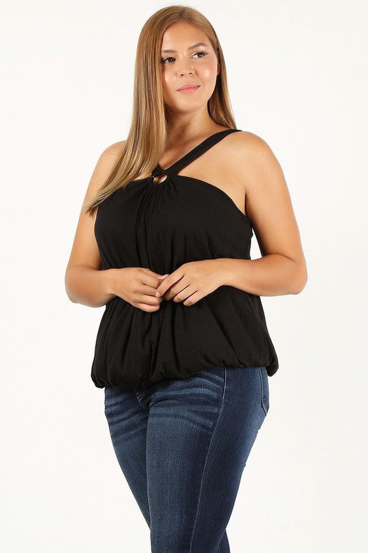 Solid Ribbed Halter Neck Top