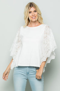 Lace Sleeve Knit Top