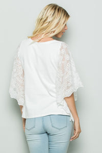 Lace Sleeve Knit Top