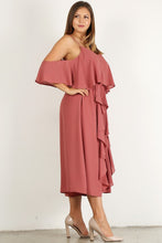 Load image into Gallery viewer, Cropped Wide Leg Ruffle Jumpsuit
