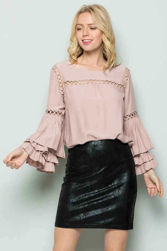 Layered Pleats Sleeve Top