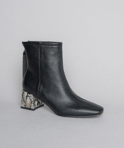 Genuine Snake Block Heel Booties