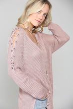 Load image into Gallery viewer, Pullover Sweater with Criss-Cross Tie Details
