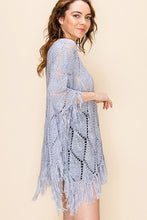 Load image into Gallery viewer, Diamond Knit Poncho with Tassel Trim
