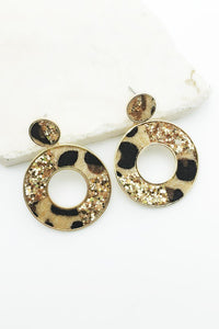 Glitter and Leopard Ring Earrings