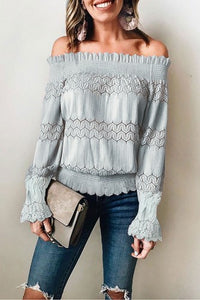 Sage Green Off the Shoulder Long Sleeve Blouse