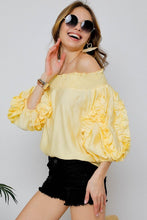 Load image into Gallery viewer, Ruffled Puff Shoulder Off Shoulder Top
