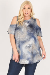 Cold Shoulder Multi Print Tunic Top