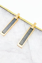 Load image into Gallery viewer, Wood Bar Earrings in a Metal Frame
