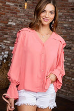 Load image into Gallery viewer, V-Neck Ruffled Sleeve Top
