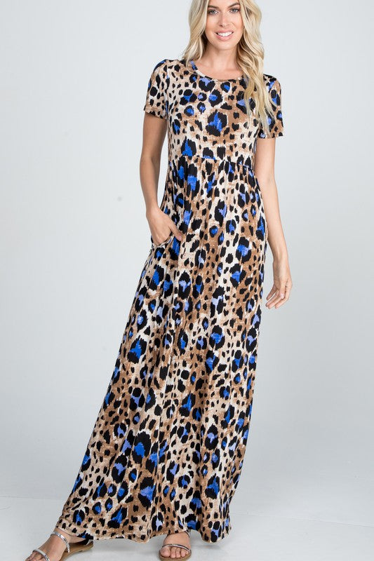 Blue Leopard Maxi Dress