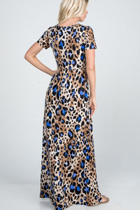 Blue Leopard Maxi Dress