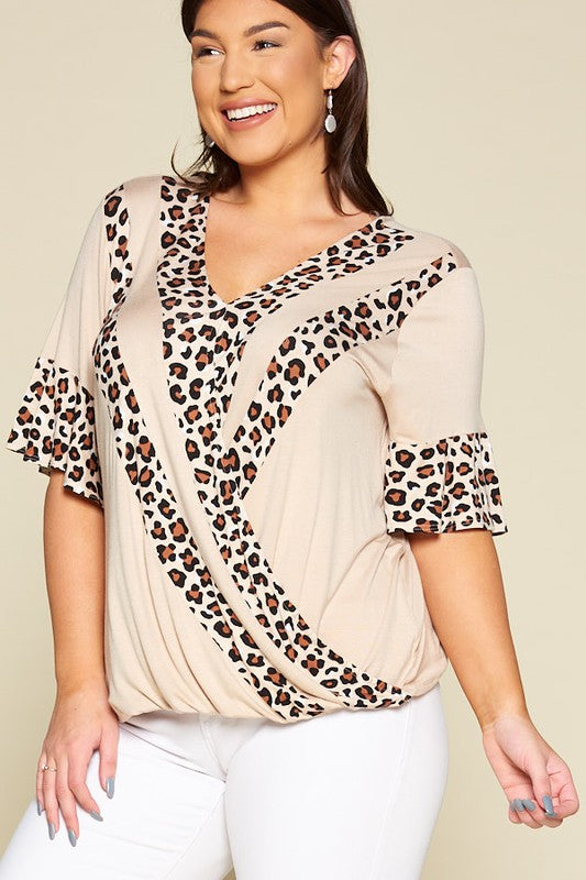 Animal Print Surplice Top