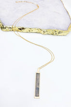 Load image into Gallery viewer, Wood Pendant Bar Necklace on a Metal Frame
