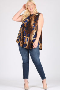 Sleeveless Snake Print Tunic Top