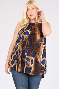 Sleeveless Snake Print Tunic Top