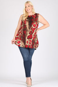 Sleeveless Snake Print Tunic Top