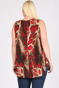 Sleeveless Snake Print Tunic Top