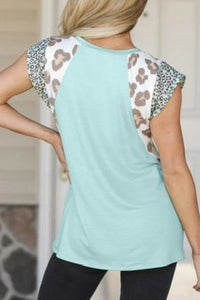 Leopard Cap Sleeve Casual Top