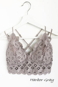 Crochet Lace Bralette with Criss Cross Straps at Back