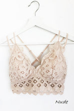 Load image into Gallery viewer, Crochet Lace Bralette with Criss Cross Straps at Back
