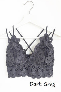 Crochet Lace Bralette with Criss Cross Straps at Back