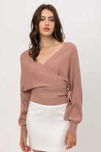 Load image into Gallery viewer, Tie Front Wrap Sweater
