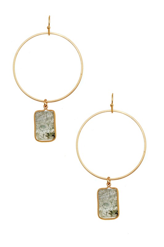 Gem Link Circle Dangle Earrings