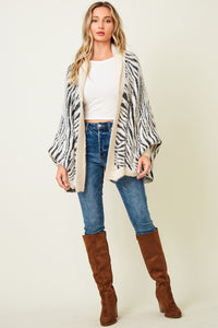 Zebra Print Cardigan with Dolman Sleeves