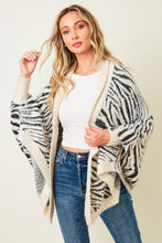 Load image into Gallery viewer, Zebra Print Cardigan with Dolman Sleeves
