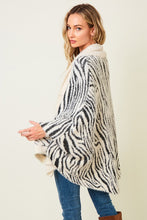 Load image into Gallery viewer, Zebra Print Cardigan with Dolman Sleeves
