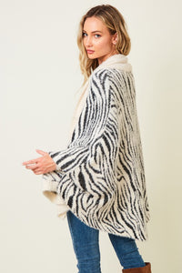 Zebra Print Cardigan with Dolman Sleeves