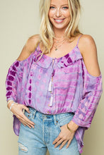 Load image into Gallery viewer, Tie Dye Woven Top with Bell Sleeve and Tassels
