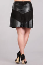 Load image into Gallery viewer, Vegan Leather and Suede A-line Skirt
