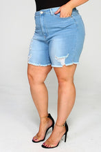 Load image into Gallery viewer, High Waist Distressed Denim Shorts
