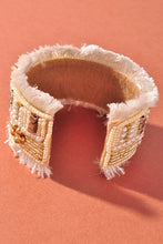 Load image into Gallery viewer, White Beaded Cuff Bracelet
