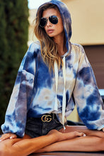 Load image into Gallery viewer, Blue Tie Dye Waffle Knit Hoodie
