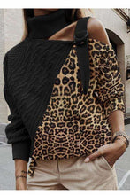 Load image into Gallery viewer, Color Block and Animal Print Sweater with Buckle Detail
