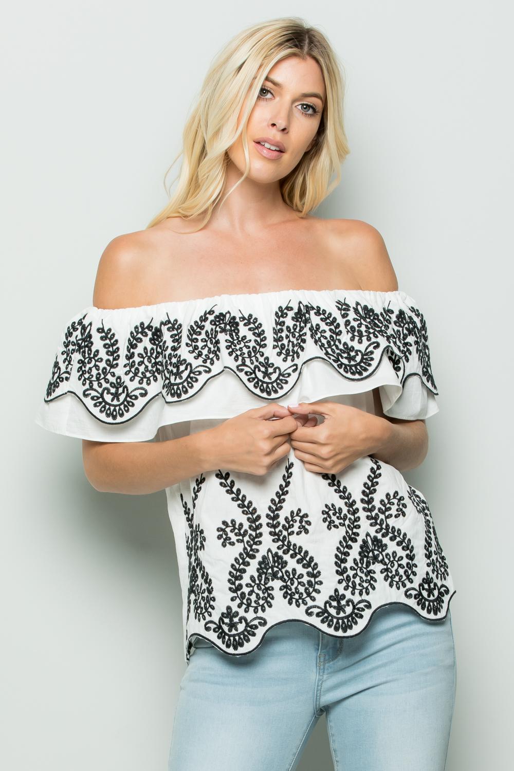 Black and White Top with a Spanish Flare