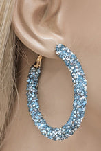 Load image into Gallery viewer, Aquamarine and Rhinestone Hoops
