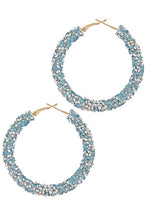 Load image into Gallery viewer, Aquamarine and Rhinestone Hoops
