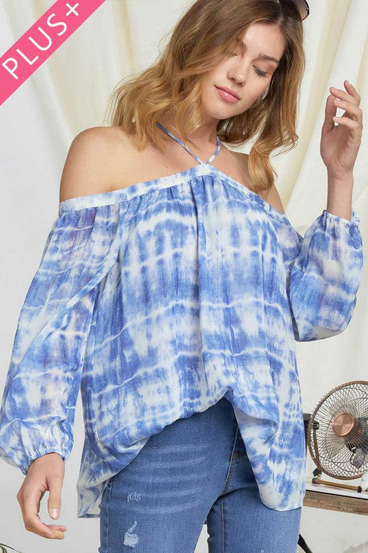 Tie Dye Off the Shoulder Long Sleeved Top