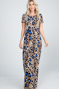 Blue Leopard Maxi Dress