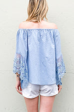 Load image into Gallery viewer, Blue Lace Off the Shoulder Top
