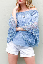 Load image into Gallery viewer, Blue Lace Off the Shoulder Top
