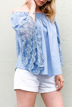 Load image into Gallery viewer, Blue Lace Off the Shoulder Top
