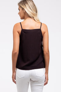 Black Woven Tank with Buttons Down the Side