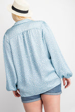 Load image into Gallery viewer, Polka Dot Peasant Blouse with Baloon Sleeves and Satin Collar
