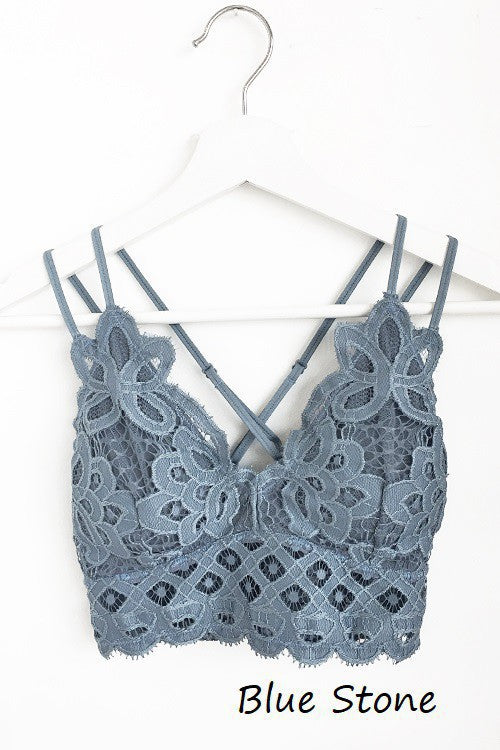 Crochet Lace Bralette with Criss Cross Straps at Back