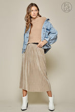 Load image into Gallery viewer, Champagne Pleated Skirt with Elastic Waist
